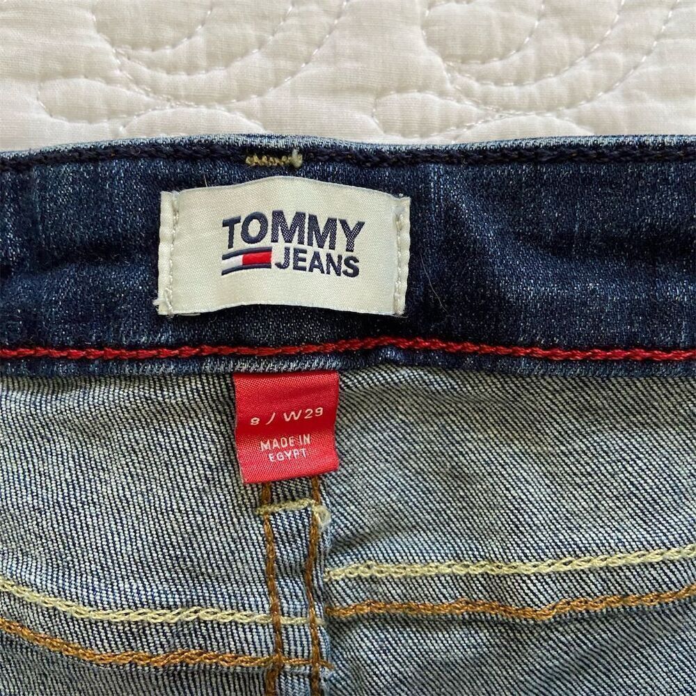 Tommy Jeans Mid-Rise Flare Blue Denim Iconic Patch Zip Fly​ Size 8 - Picture 4 of 14